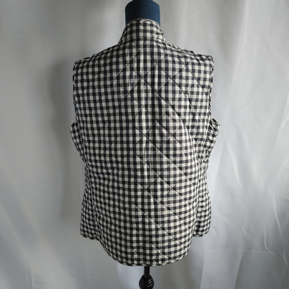 Talbots Woman Navy Blue White Check Vest - Picture 5 of 7